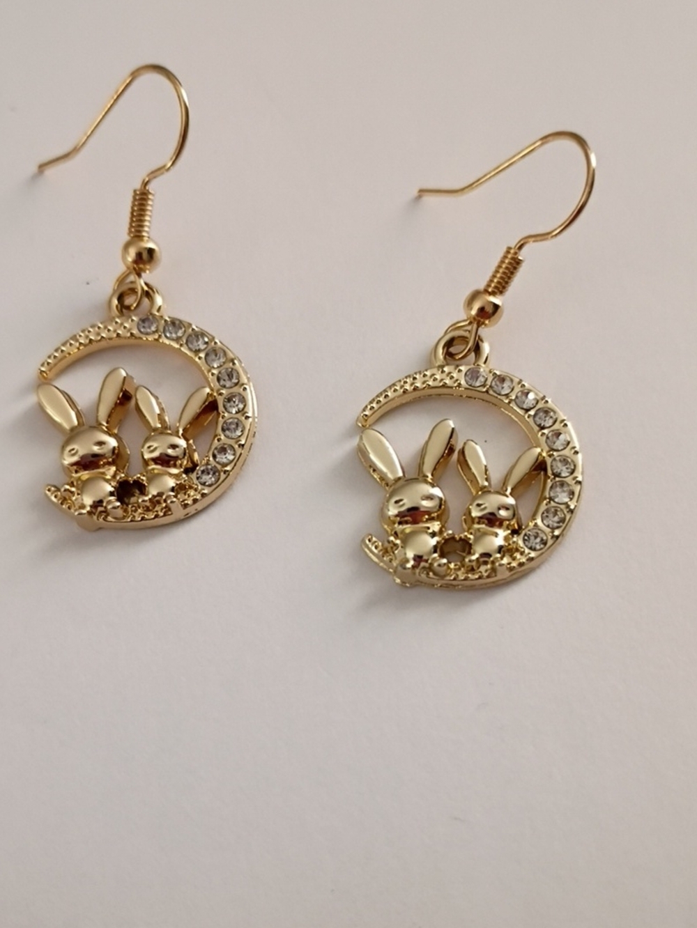 Gold Bunny Crescent Drop Earrings for Women